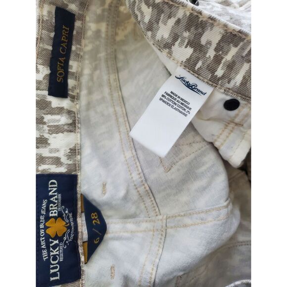 ⬇️SALE⬇️ Lucky Brand Capri 6 Womens Sophia Capri White Tan Mid Rise - Picture 6 of 6